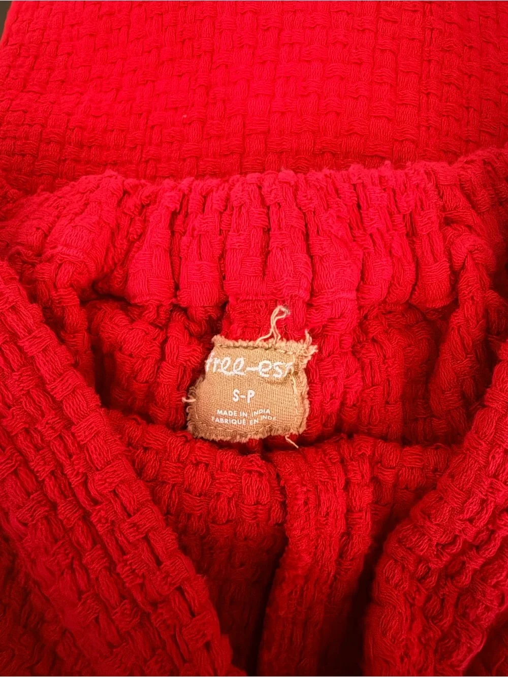 Free People Red Textured Button Vest & Shorts Set